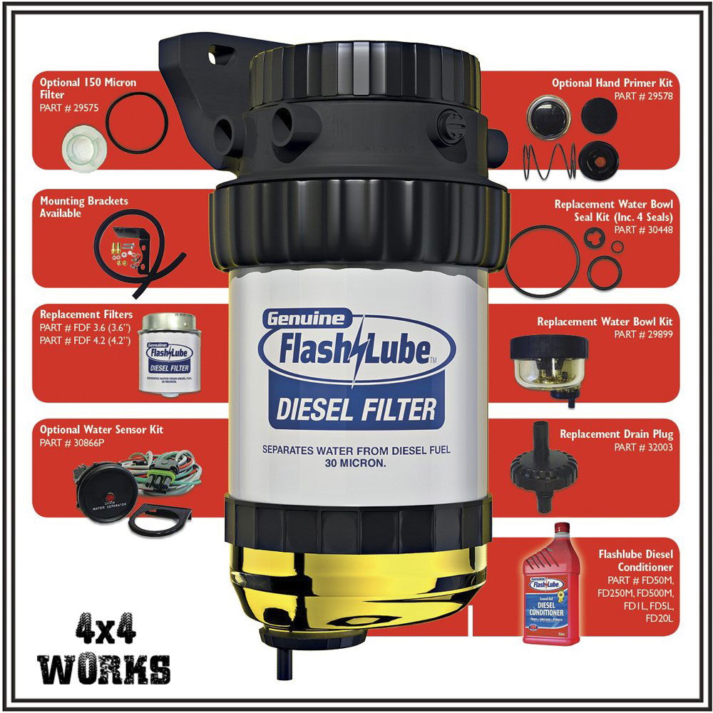 Diesel water separator filter with drain tap, bracket kit and hoses