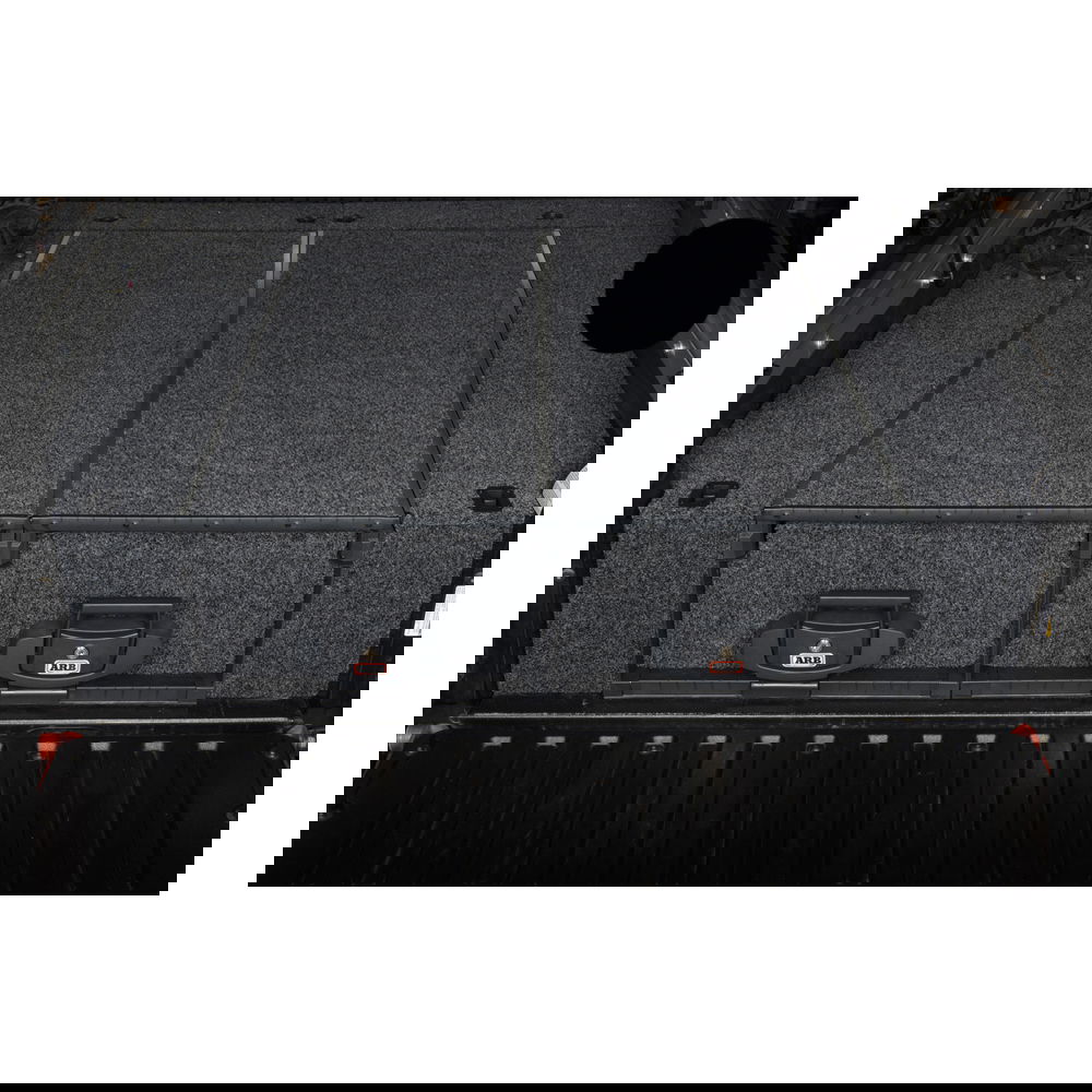 ARB load bed storage drawer system, grey carpet