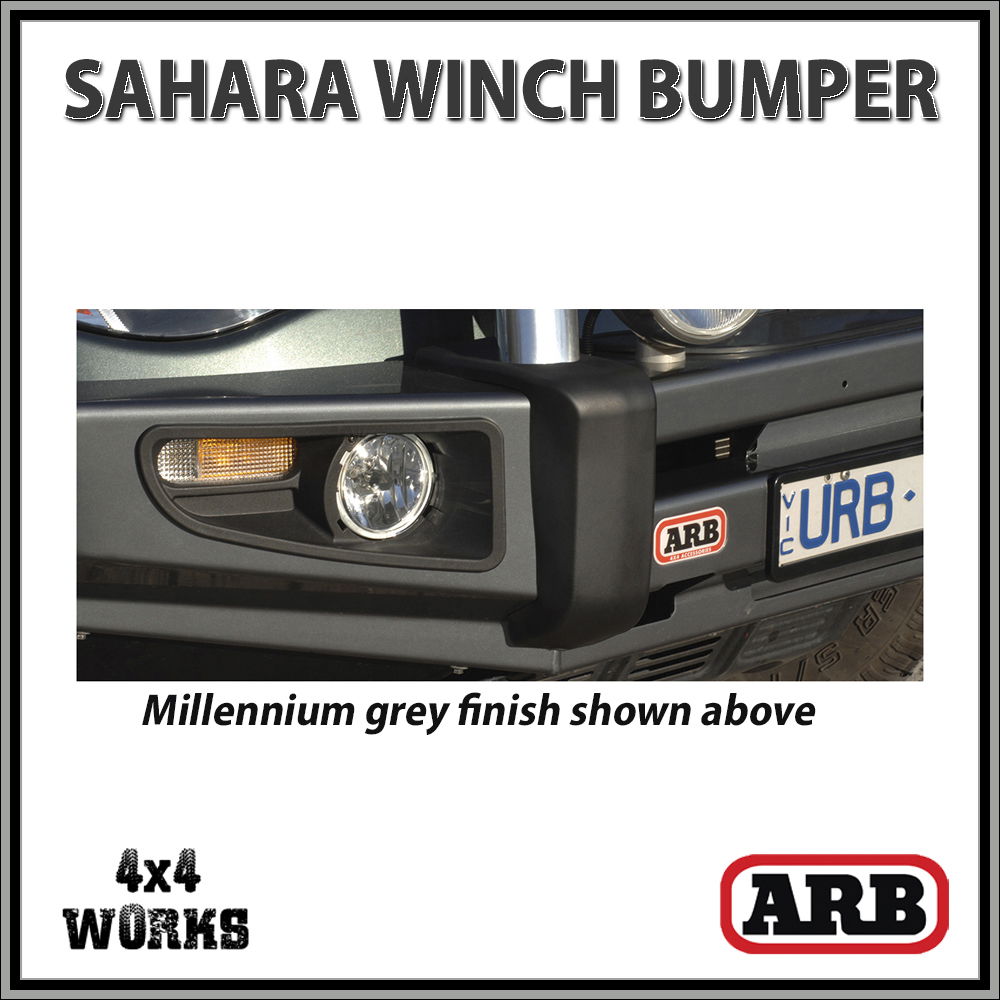 Steel winch bumper fitted to vehicle, black