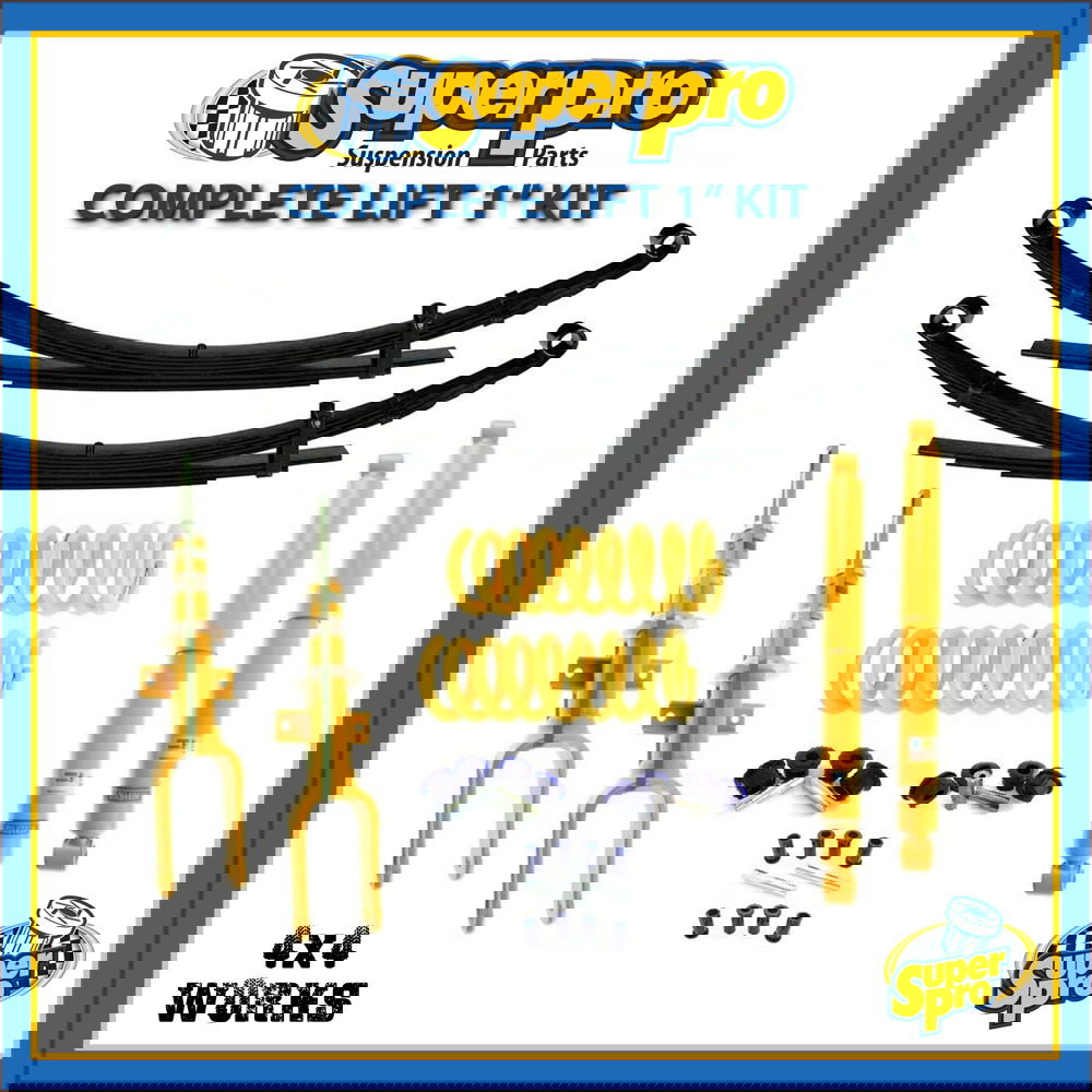 Complete suspension lift kit with shocks, springs, bushes or bolts