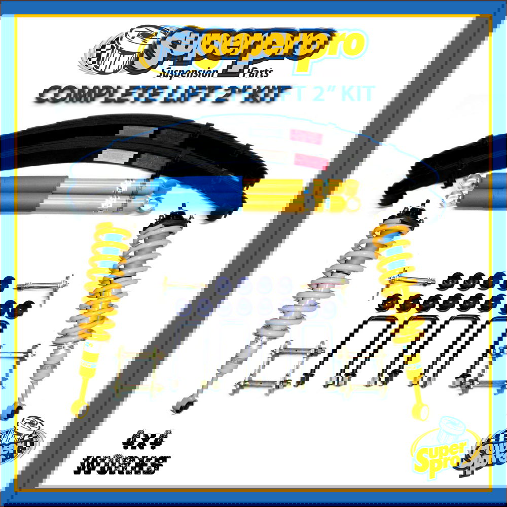 Complete suspension lift kit with shocks, springs, bushes or bolts