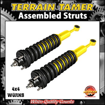 Pre-assembled 4x4 front struts with coil springs and top mounts