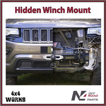 Discrete winch mount in black powder coated steel