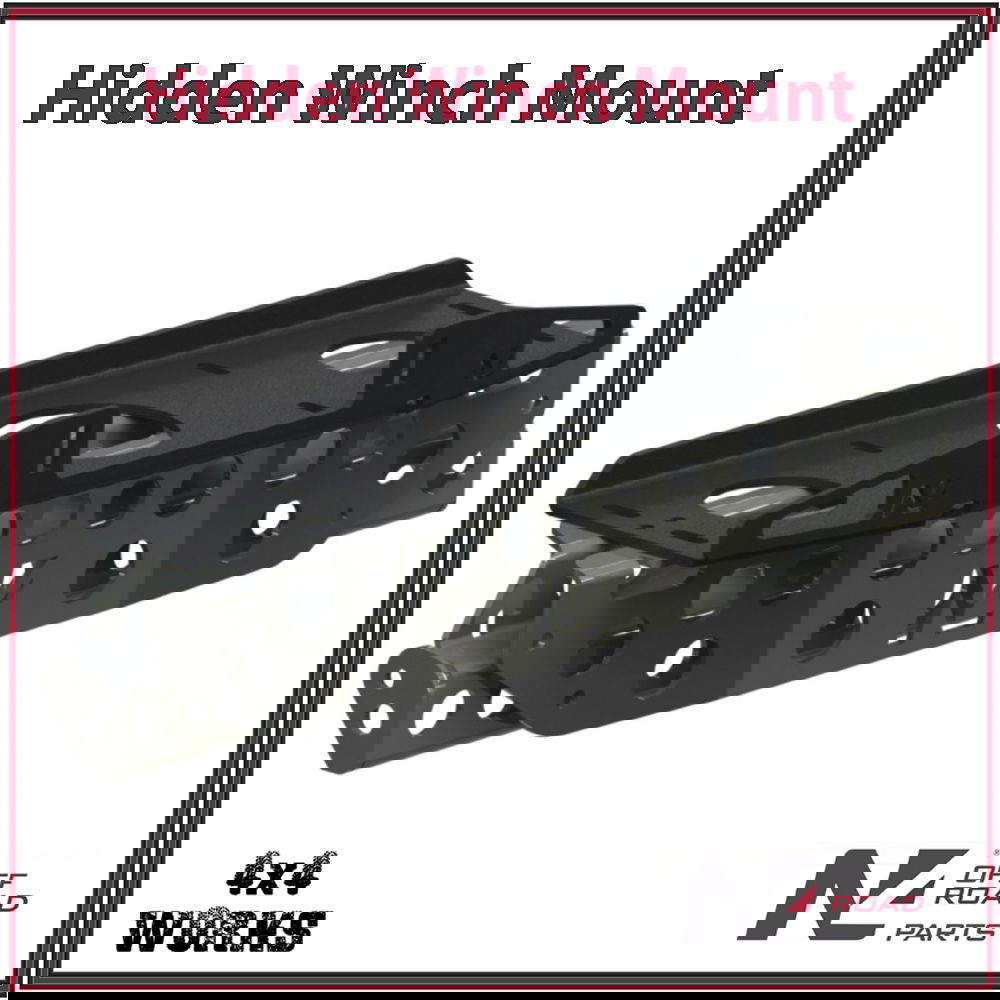 Discrete winch mount in black powder coated steel