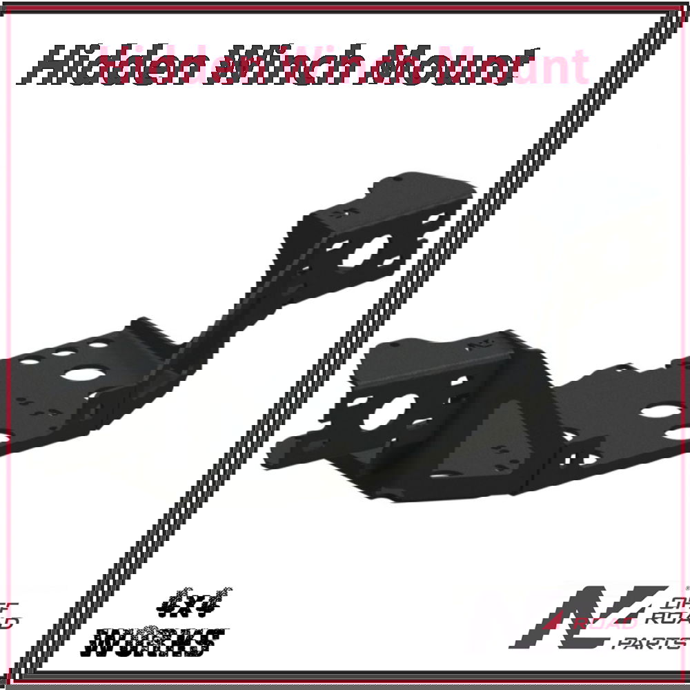Discrete winch mount in black powder coated steel