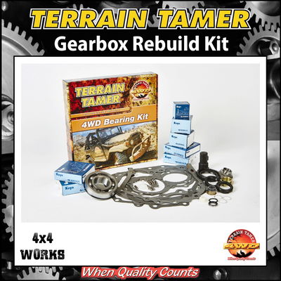Gearbox rebuild kit with bearings, gaskets, seals