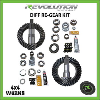 Axle re-gear kit with crown wheel, pinion, seals, bearings