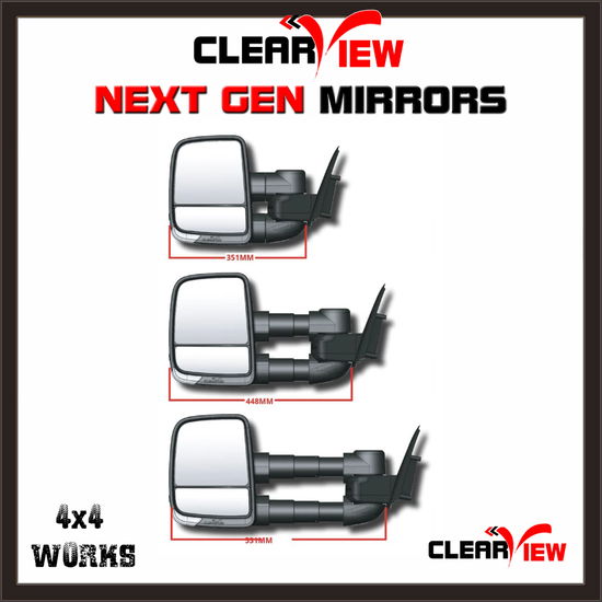 Next Gen towing mirrors for caravans, boats, trailers, black pair