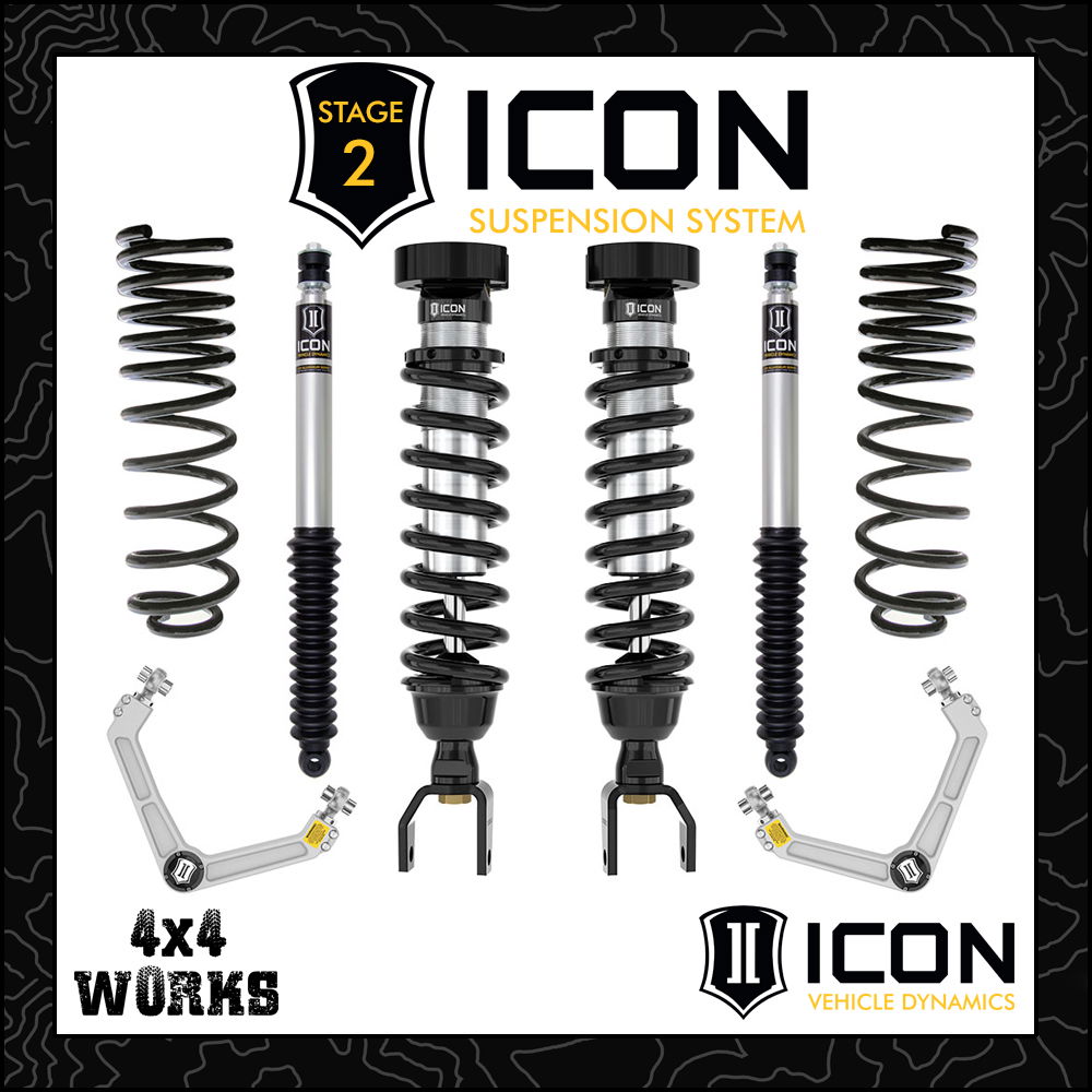 Icon suspension kit with shocks, springs, control arms and other options