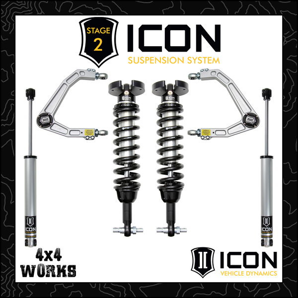 Icon suspension kit with shocks, springs, control arms and other options