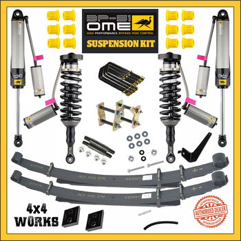 Suspension lift kit, leaf and coil springs, BP-51 adjustable shock absorbers, bushes, u-bolts, shackles, pins, brackets, yellow