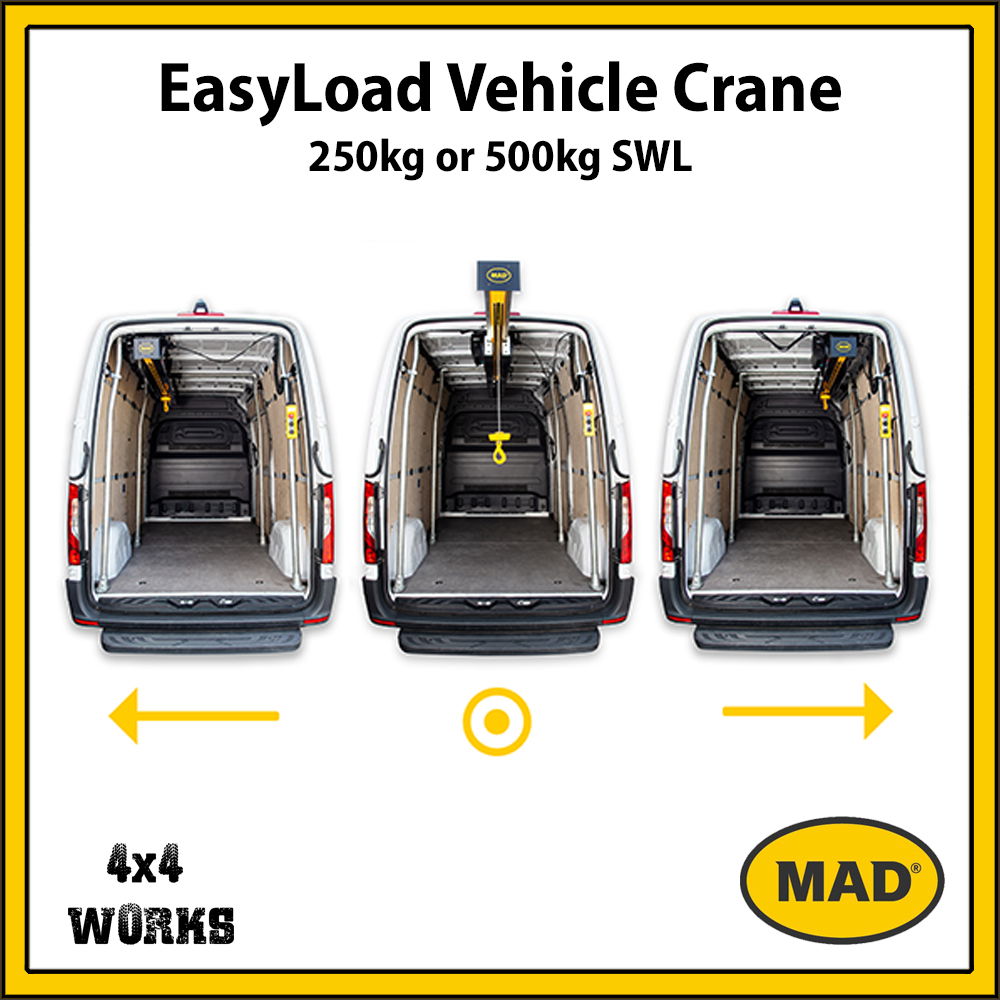Van lifting and loading crane for vans and trailers