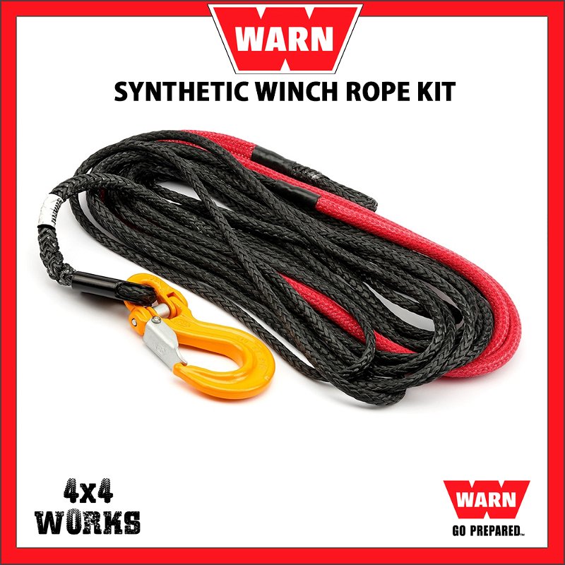 Warn Winch Replacement Spydura Synthetic Rope With Hook for 9.0RC