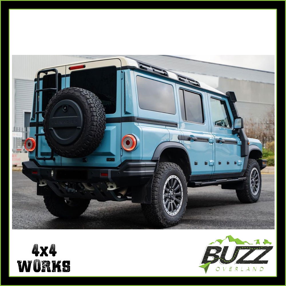 Buzz Overland stainless steel rock sliders with black finish
