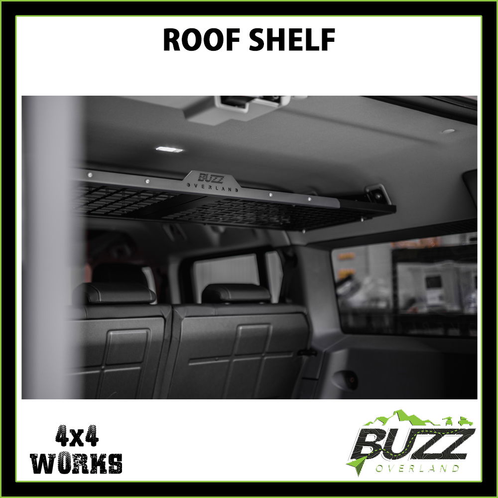 Buzz Overland stainless steel roof shelf in black