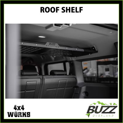 Buzz Overland stainless steel roof shelf in black