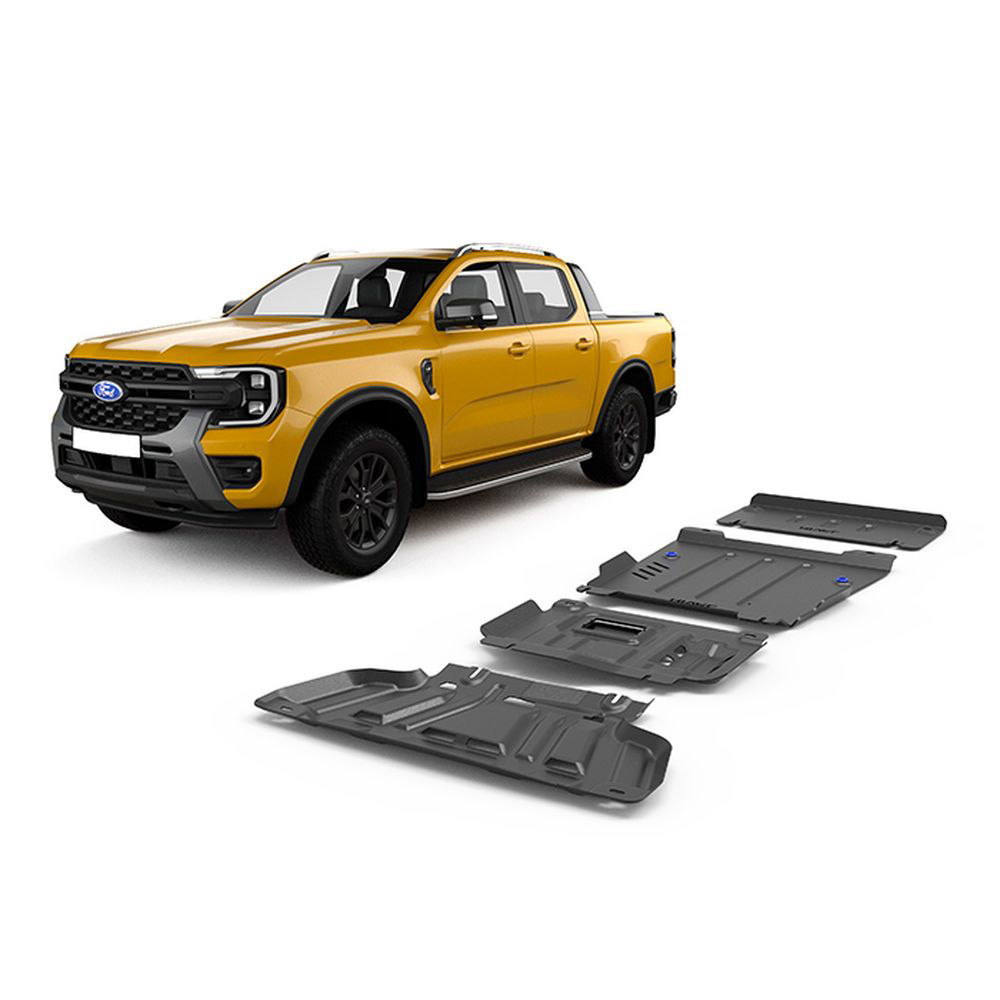 Press-formed guards for vehicle protection off road