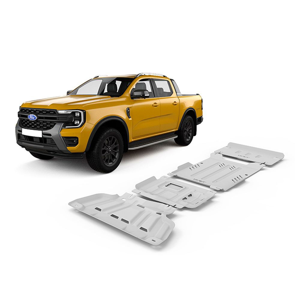 Press-formed guards for vehicle protection off road