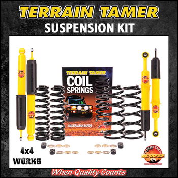 Suspension kit including leaf or coil springs, shock absorbers, bushes or bolts