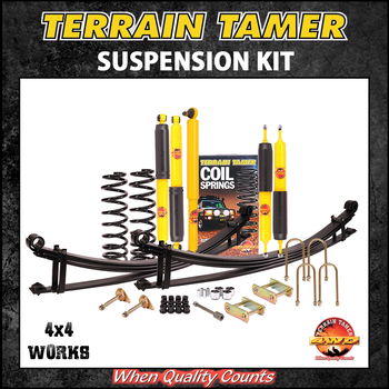 Suspension kit including leaf or coil springs, shock absorbers, bushes or bolts