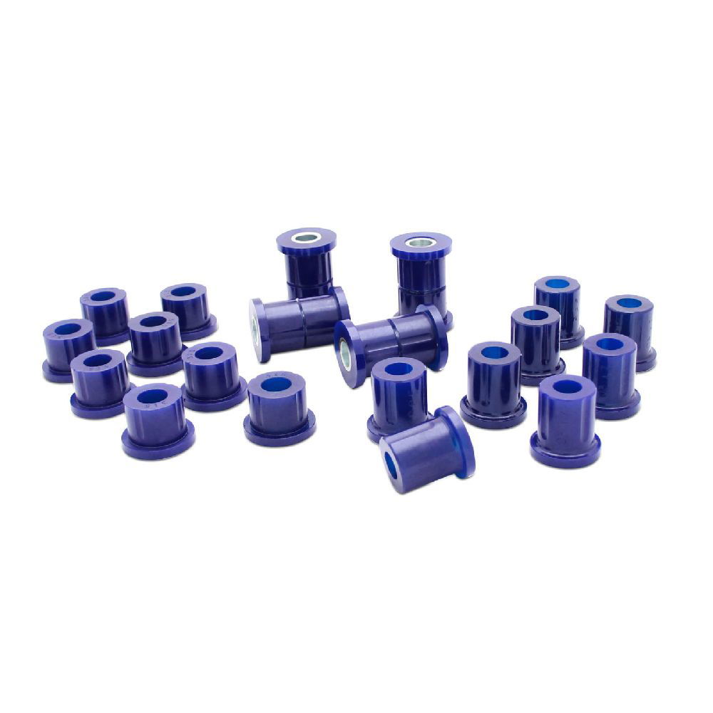 Blue poly polyurethane bushing replacement set for 4x4 vehicles