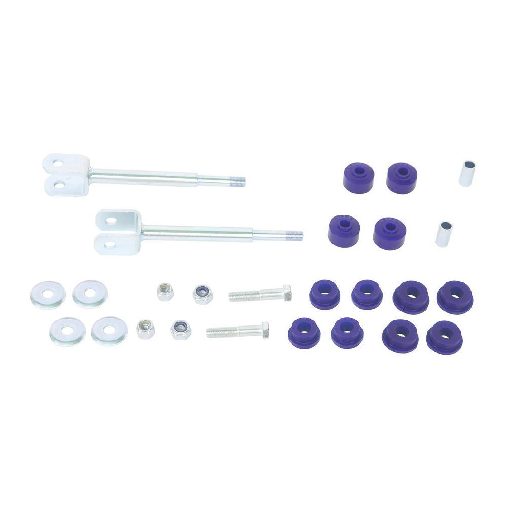 Anti roll bar lower drop links in alloy, blue