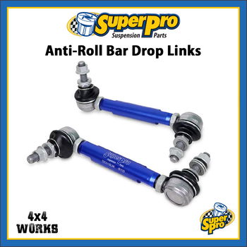 Anti roll bar lower drop links in alloy, blue
