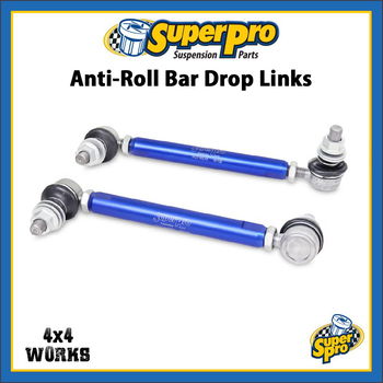 Anti roll bar lower drop links in alloy, blue