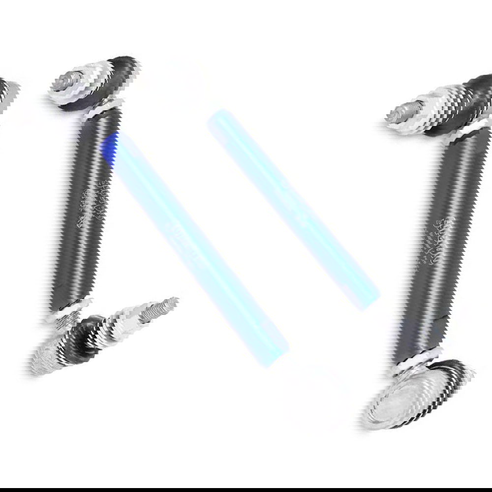 Anti roll bar lower drop links in alloy, blue