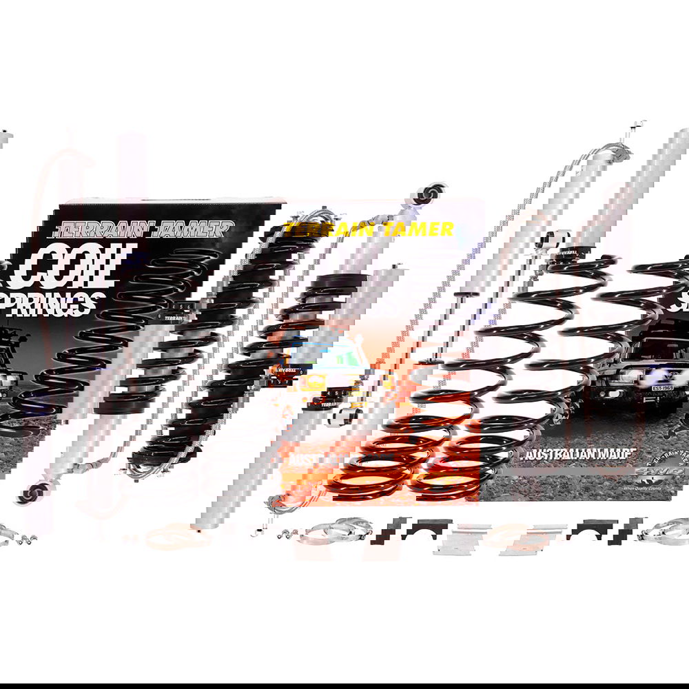 Suspension kit including leaf or coil springs, bypass shock absorbers, bushes or bolts